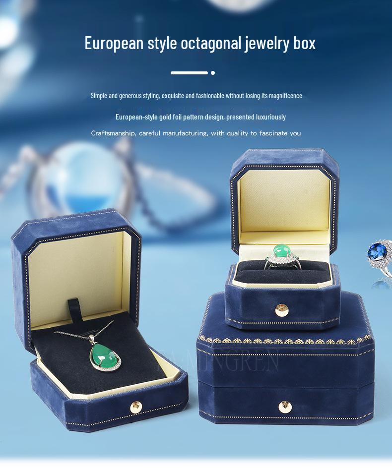 European Octagonal Jewelry Box for Rings, Necklaces, and Bracelets