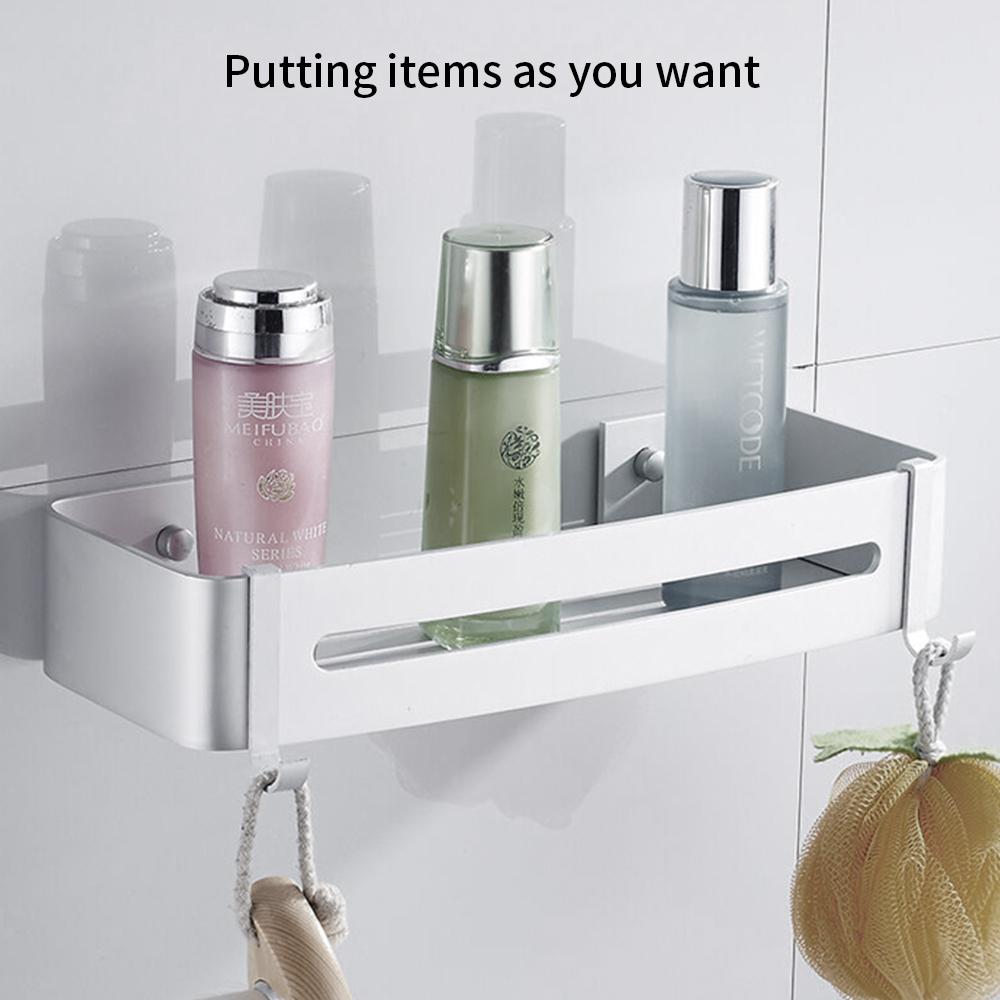 No Drilling Economic Cheap Storage Black Corner Basket Rack Shower Caddy Bathroom Shelves with Hooks Home and Kitchen