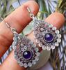 Amethyst Gemstone 925 Streling Silver Plated Bohemian Earring Jewelry HT-39