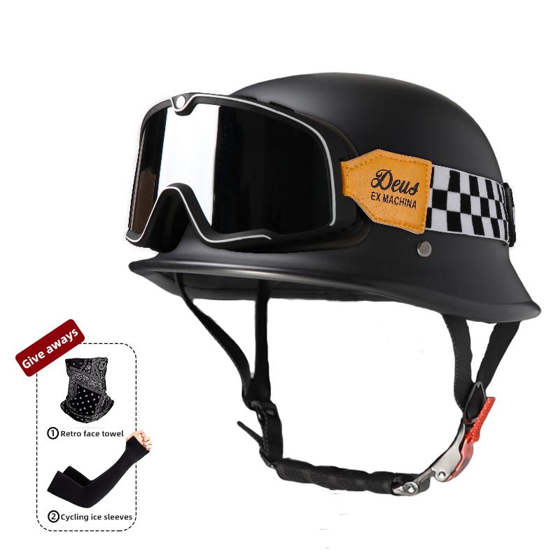 Мотоциклетный шлем для мужчин летом, ретро полушлем Harley для электромобиля, солдатский принц в немецком стиле, круизный автомобиль, на четыре сезона