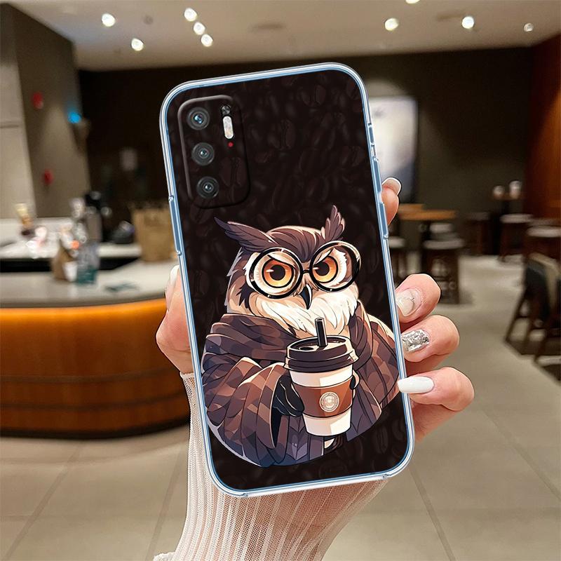 RE16 Cartoon Art Owl Transparent Phone Case for Samsung Galaxy A04 A04S A14 A23 A34 A54 M23 M33 M52 M53