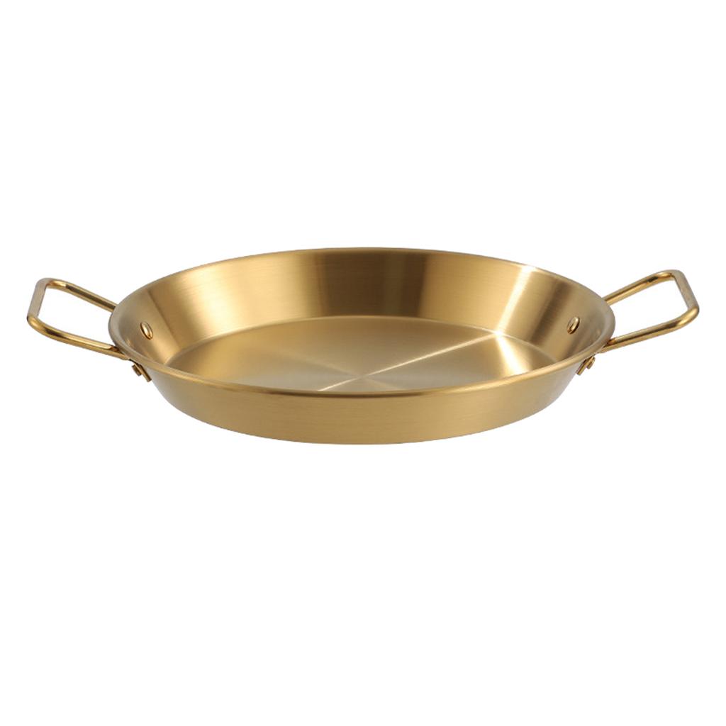 Paella Pan Stainless Steel Dual Handle Versatile Seafood Lobster Plate Paella Cookware for Home Restaurant