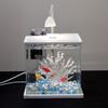 Mini Ultra-White Glass Fish Tank with Rose Light - Transparent Betta Tropical Fish Eco-Tank