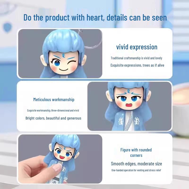 Фигурка Нечжа Ао Бин с меняющимся лицом: Кукла-эмотикон, меняющаяся при нажатии