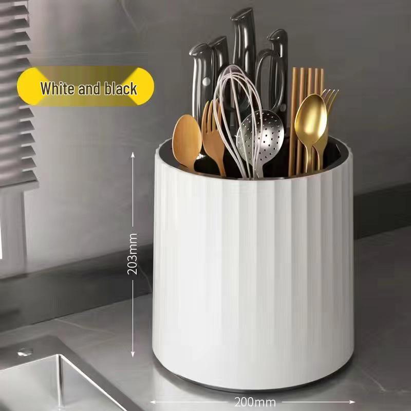 Вращающийся кухонный органайзер: Подставка для палочек и ножей с поддоном для стекания воды на столешницу
