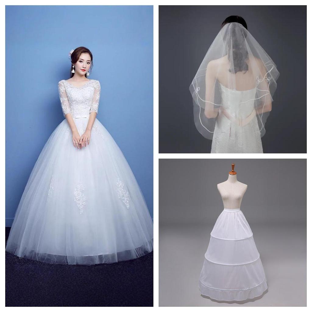 2025 Корейское свадебное платье большого размера с открытыми плечами, длиной до пола B55