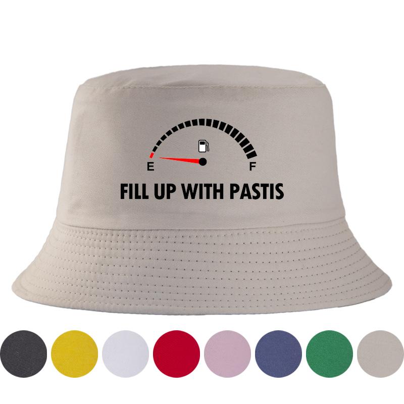 Fill Up With Pastis Humour Bucket Hat Reversible Cotton Polyester Bob France Marseille Empty Fuel Gauge Sun Cap Homme Femme