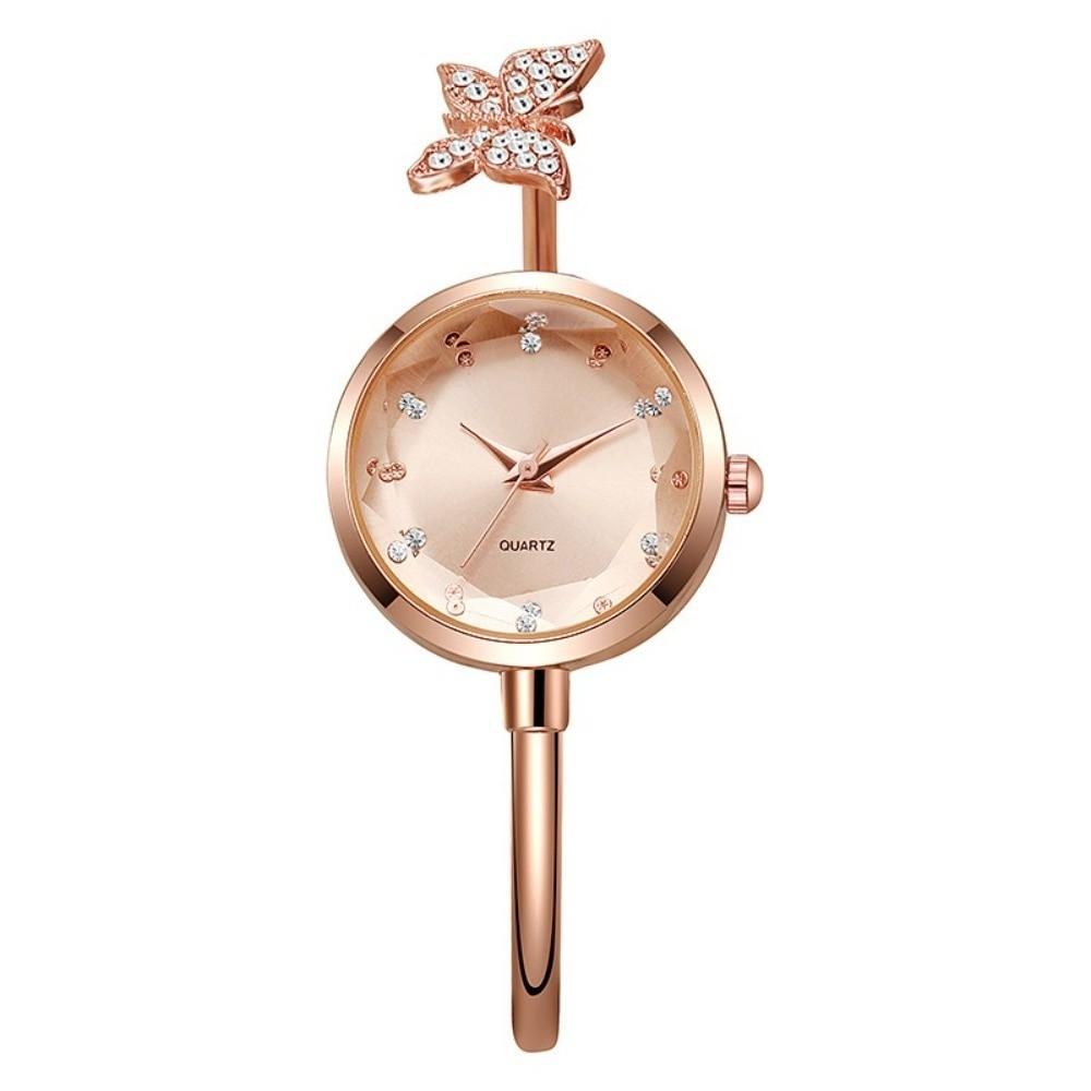 Mother of Pearl Dial Open Cuff Wristwatch Butterfly Motif Jewelry Bracelet Watch Women