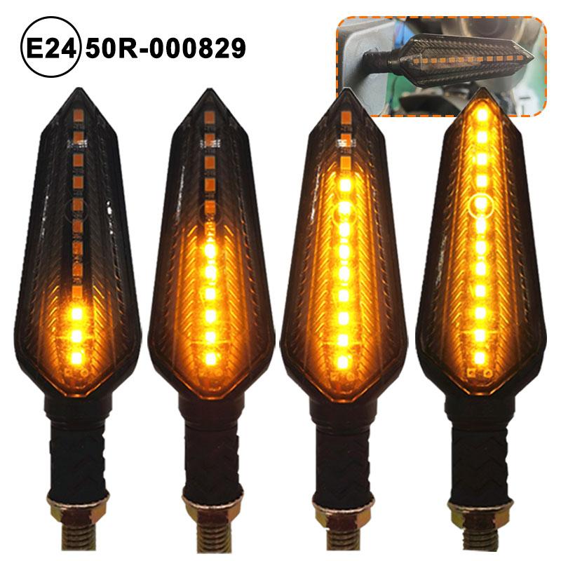 E24 Motorcycle Turn Signals Flowing Turn Signal Light 12LED Turn Signal Indicator Amber Light Blinker 12V M10 Approved E-Mark 3