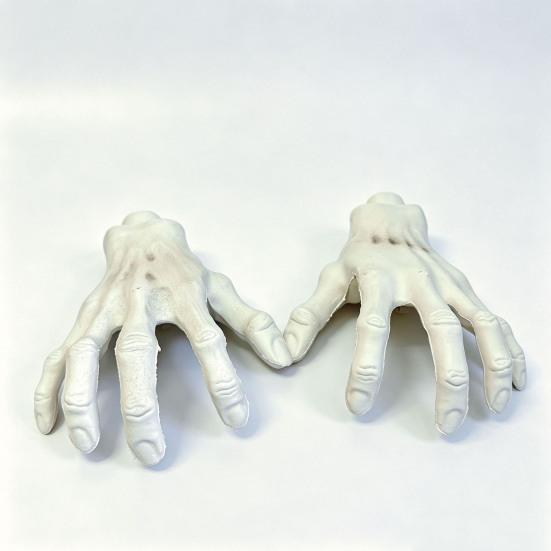 Simulated Skeleton Ghost Hands 1 Pair Halloween Hands, Realistic Plastic Zombie Life Horror Party Favors Size Severed Fake for Terror Scary
