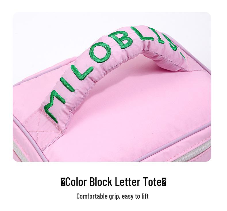 Korean Style Pastel Cotton-Filled Handbag Cosmetic & Travel Wash Bag