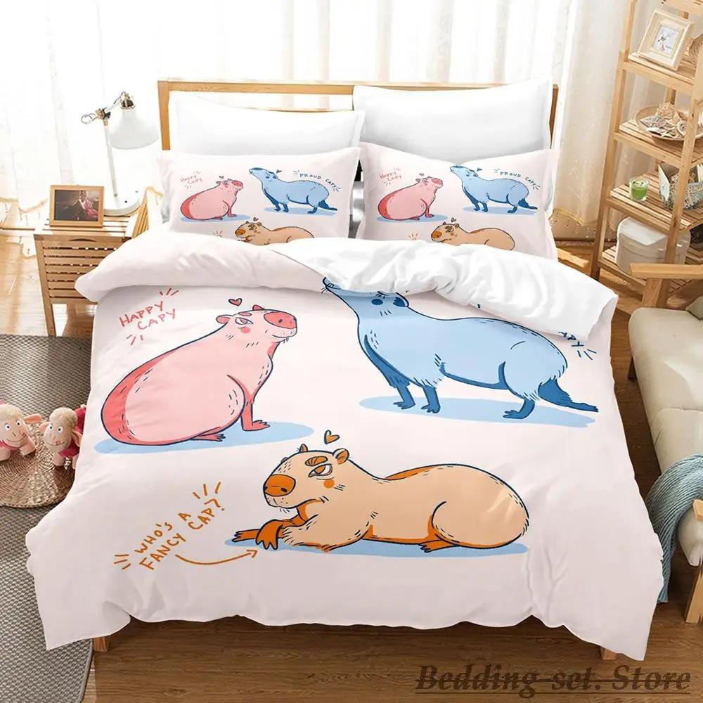 Kawaii Capybaras Bedding Set Single Twin Full Queen King Size Bed Set Aldult Kid Bedroom Duvetcover Sets 3D bed cover set Tool