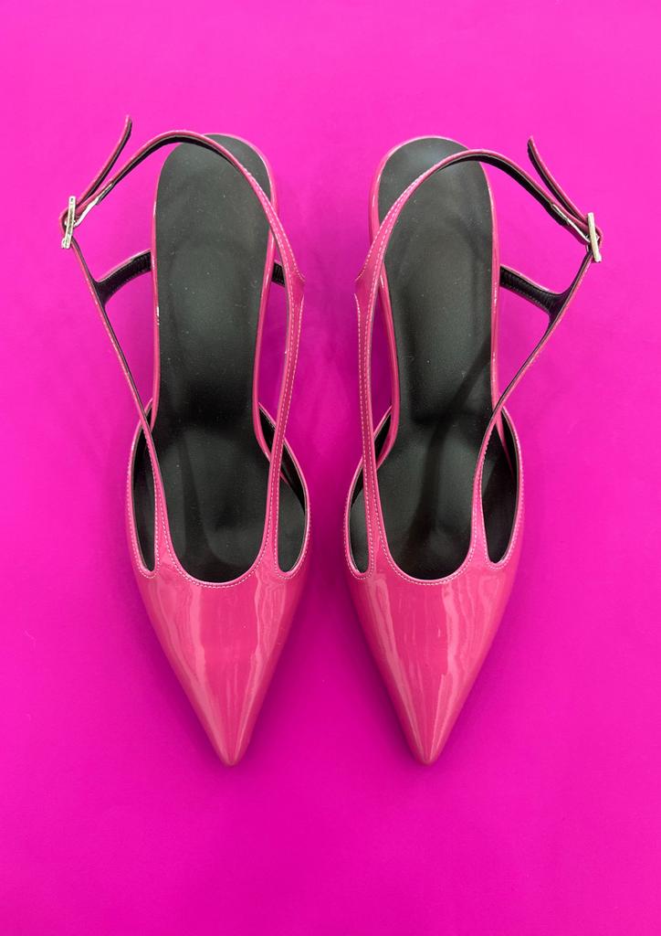 In The Balcony Rosie Rush Strap Diagonal Detail Pointed Slingback 4Cm