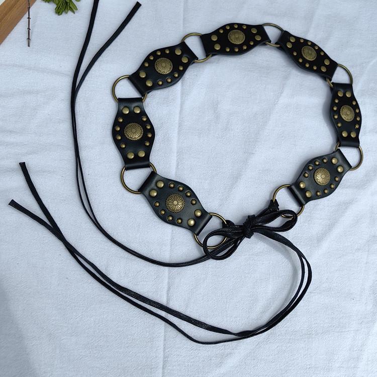 Handmade Hollow Pattern Western Pu Leather Belt For Women Stylish Summer Accessory