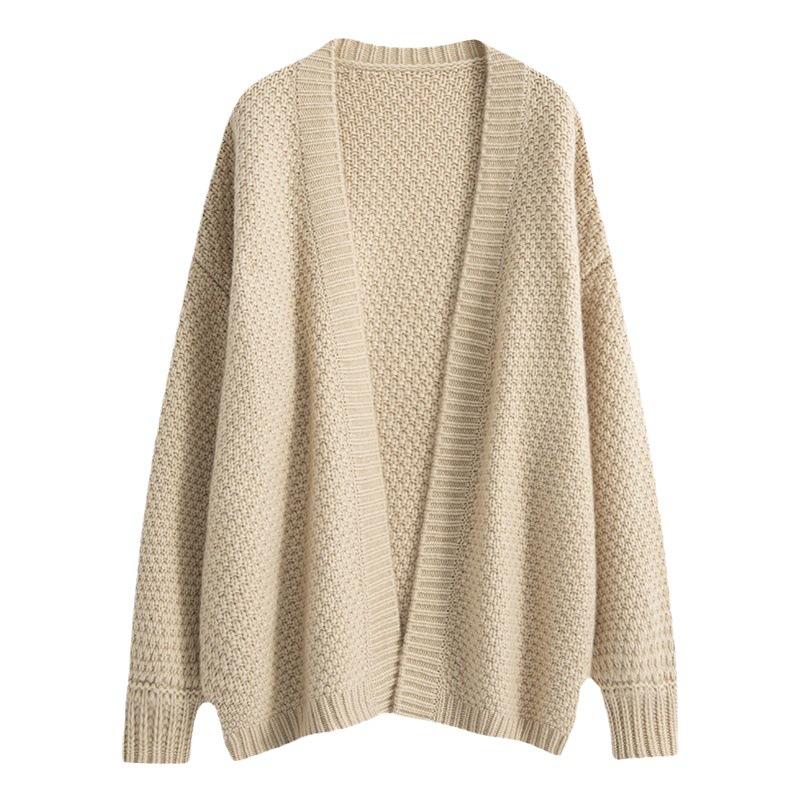 Solid Color Knitted Cardigan 2023 Autumn and Winter New Fashion Loose Lazy Style Sweater Women's Coat