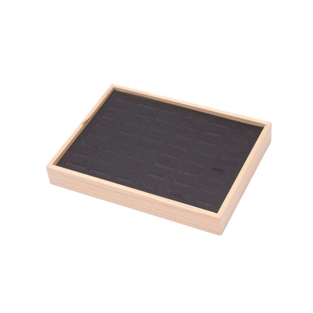 48 Grids Earrings Display Tray Velvet Ring Earring Holder Simple Wood Rings Tray Home