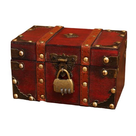 Wooden Storage Box with Lock Large Capacity Multipurpose Decorative Treasure Chest Retro Style Storage Organizer