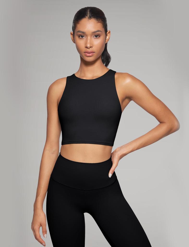 CRZ YOGA High Neck Racerback Sports Bra with Asian Butterluxe XS Women's Cups, Fit, Sport, Black,