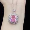 BELLA BOX High-grade Pink Zircon Hollow Bottom Square Pendant Women Open Ring Earrings Set