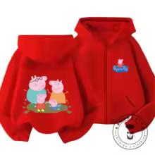 Winter Trendy Casual Zipper Hoodie Cute Cartoon Print Street Style Kids Hooded Top Peppa Pig Children 3 14