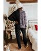 Контрастный леопардовый свитер с длинными рукавами и спортивные штаны
