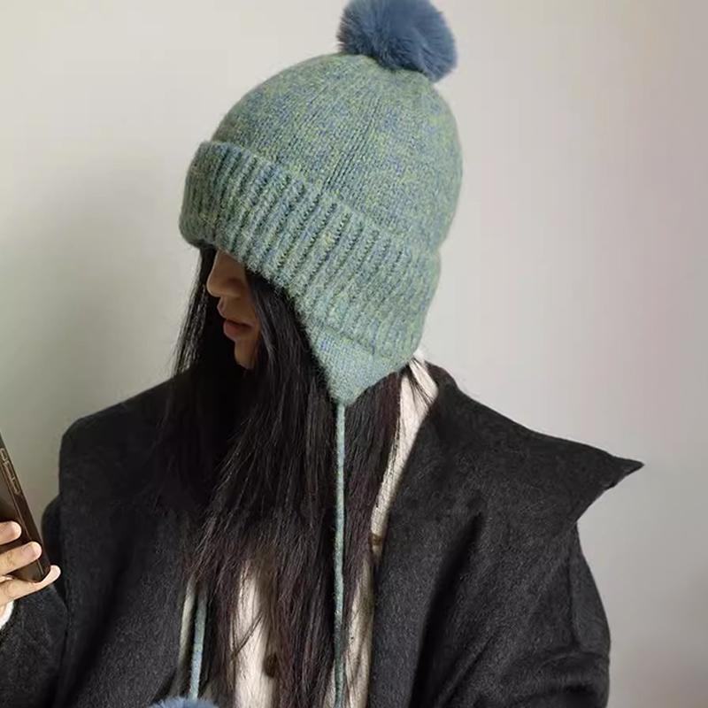Women'S Knitted Hat Autumn And Winter Warm Earmuffs Korean Style Hat