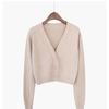 Women's V-neck Knitted Cardigans Sweater Female Casual All-match Short Cardigans Korean Style Sweater