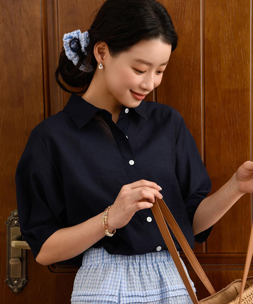PIGMENT Shine Puff Collar Blouse (Pbe07M-Wnbw004)