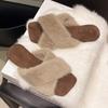 Модные женские балетки с квадратным носком, меховые тапочки, дизайнерская элегантная обувь 2025 зима, новые шлепанцы, модные повседневные сандалии, платья, zapatos mujer