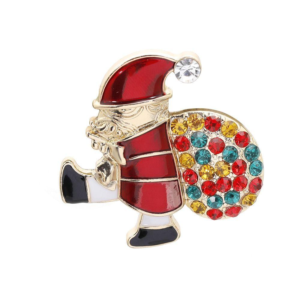 Snowman Santa Rhinestone Badge Fashionable New Year Pins Christmas Brooch Christmas Present