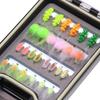 Bimoo 26pcs/set Mixed Pattern Brass Bead Head/No Bead Egg Fly #12 #14 Hook Waterproof Box Trout Salmon Fishing Lure Bait
