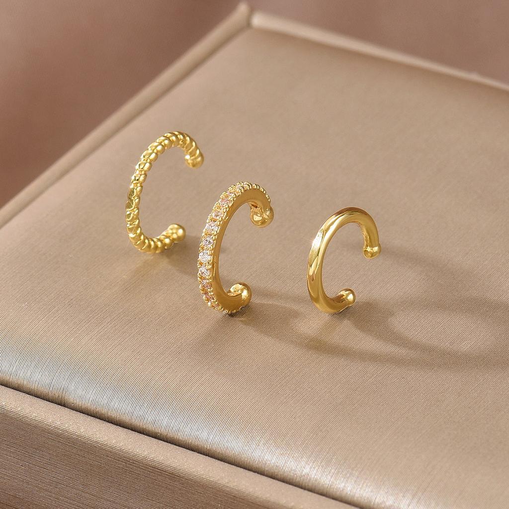 Women's Geometric Zirconia Clip-on Earring Set Ear Cuff No Piercing