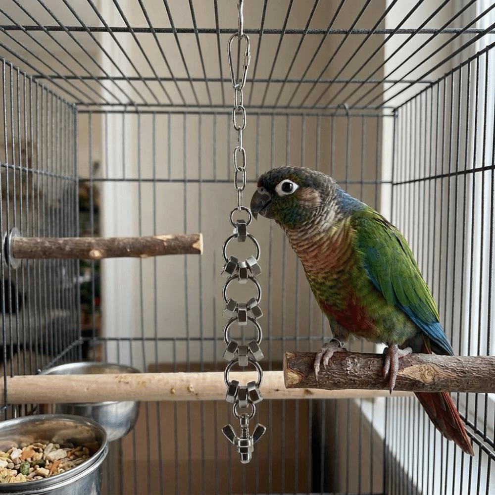 Rust-Proof Parrot Gnaw Toy Stainless Steel Bird Cage Toy Bird Chain Bells Toys Development Puzzle