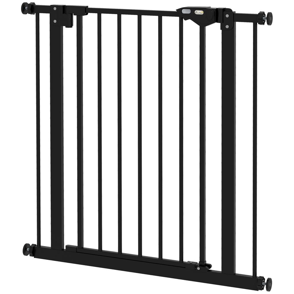Self-Closing Dog and Pet Gate for Stairs and Entrances, 68x77 cm, Black