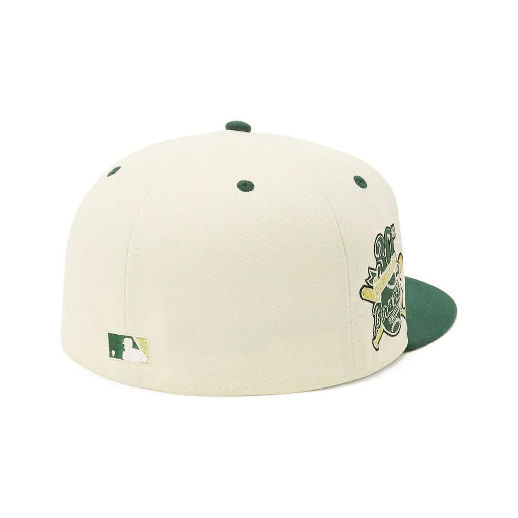 New Era 59FIFTY Cap MLB Atlanta Braves ATL Green White Side Patch ONSPOTZ Exclusive and Gokyu Fifty 5950 Side Patch Straight Flat Visor Fashion Trends