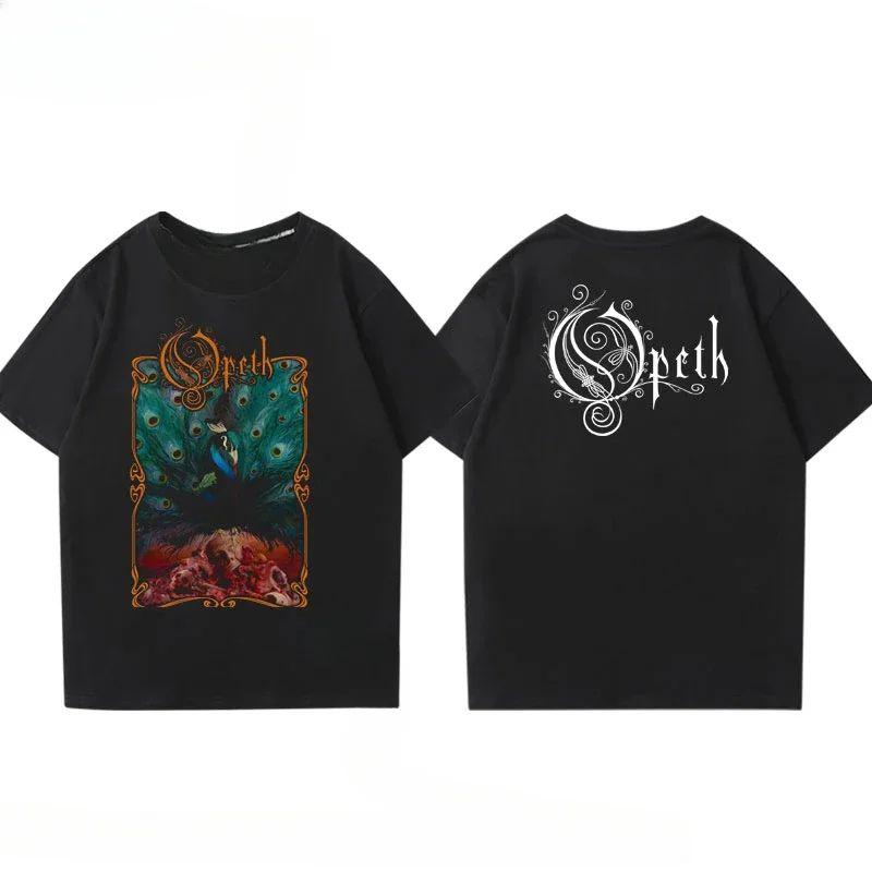 Rock Gothic Tops Vintage Progressive Death Metal Band Printed Tshirt Fashion Opeth Band ShortSleeved Cotton Streetwear Unisex