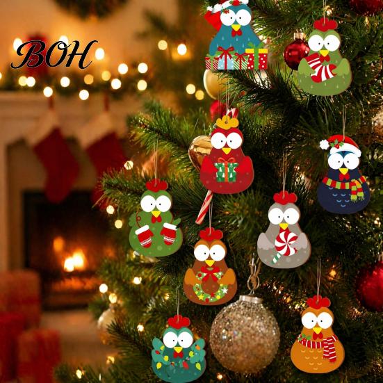 Cute Chicken Hanging Ornaments 12/24/36Pcs Christmas Chick Ornaments, Wooden Cartoon for Tree, Festive Gift Box Tags Holiday Decor Kids Family Friends