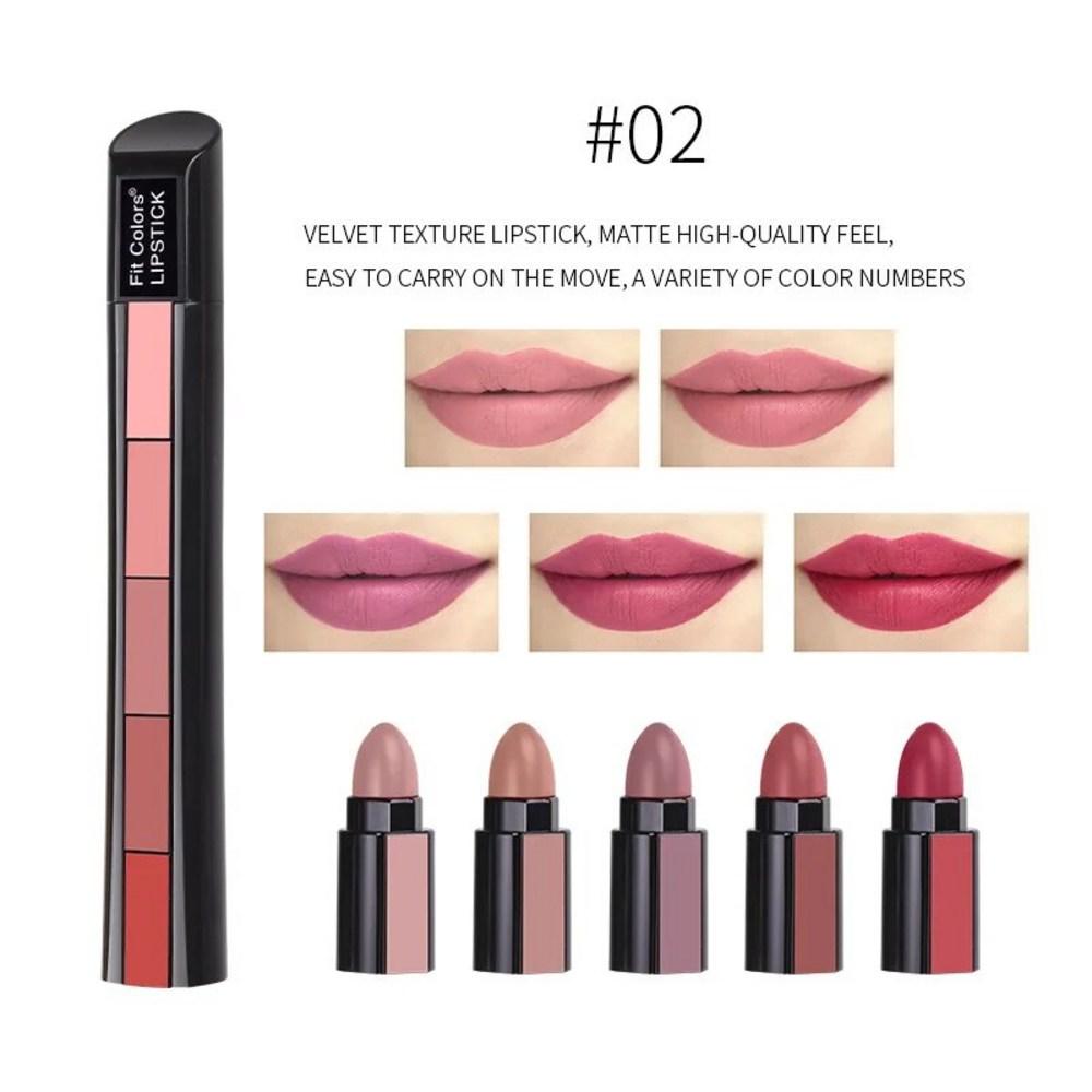 Healer 5/3 Color Lipstick Matte Set Waterproof Long Lasting Makeup Kit Non-Cup Attractive Lips, 01 A1, 1 Piece