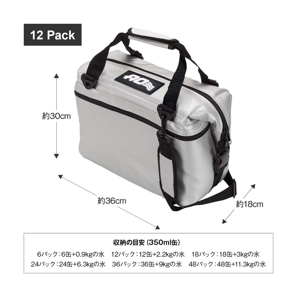 AO Coolers Мягкий термосумка на 12 банок, Carbon, Серебристый, 11 л, Устойчивая к пятнам, Легкая, Изолированный контейнер-холодильник, Холодильный мешок для активного отдыха, Кемпинга,