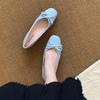 Inner Height Increase Square Head Bow Single Shoes Women's Shoes 2025 New Spring and Autumn Versatile French Ballet Evening Shoes