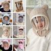 Ear Protection Cartoon Bear Warm Neck Ear Cap Thicken One-Piece Faux Fur Kids Hats Windproof Hat