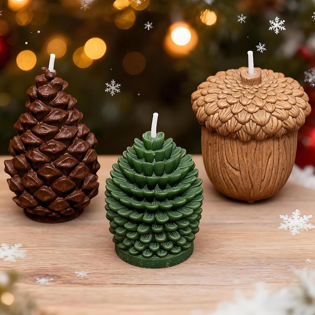 Pine Cone Silicone Candle Molds Reusable Christmas Candle Making Molds Wax Resin Casting Molds Craft Supplies DIY Baking Decor
