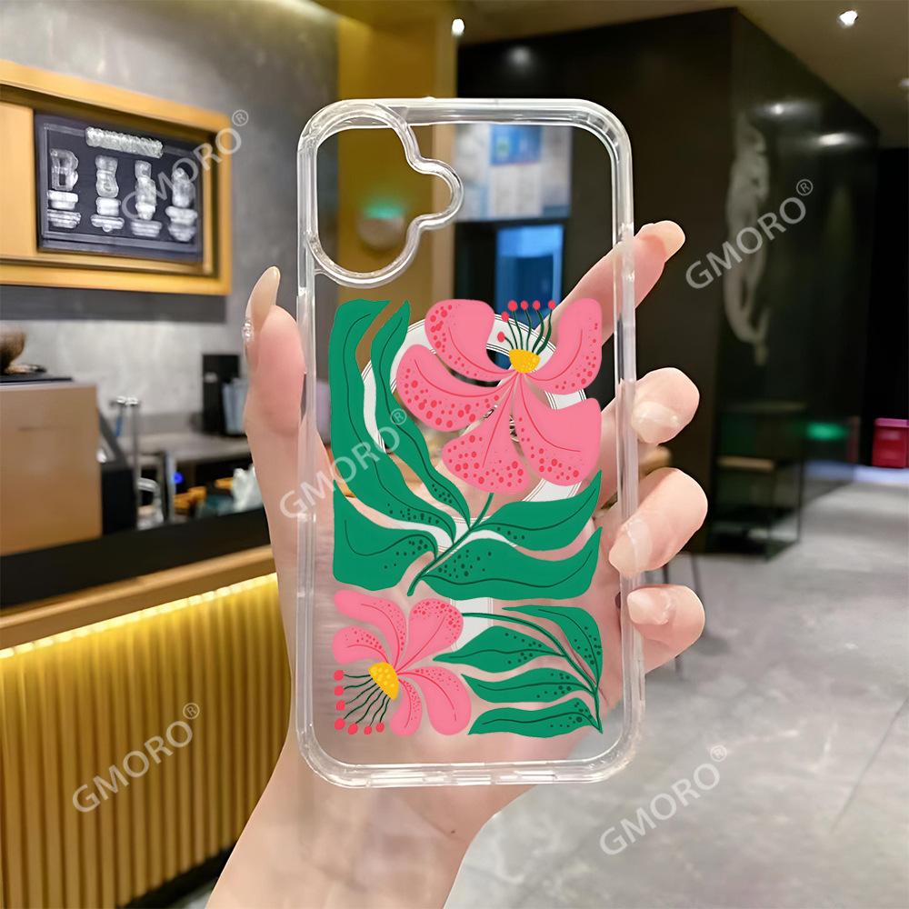 Хит продаж полноэкранный розовый чехол с цветами для мобильного телефона Apple 17, женский, высококачественный, для iPhone 16, магнитный защитный чехол