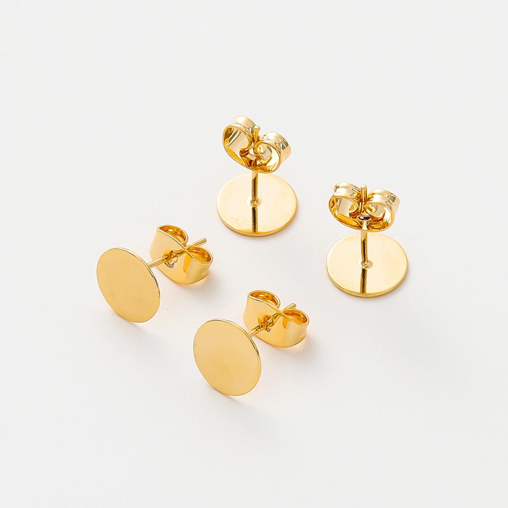 10pcs/lot 14K 18K Gold Plated Blank Post Earring Studs Base Pins With Earring Plug Findings Ear Back For DIY Jewelry Making