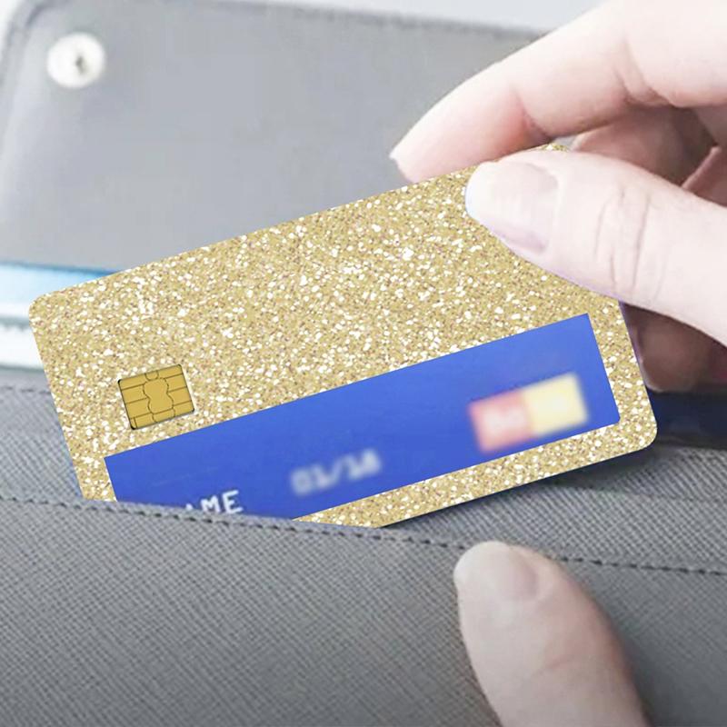 1PC/4PC Self-Adhesive Dubai-Inspired Transit Cards Skin Stylish Protection Crystal Frosted Starlight Powder Card Cover Luxurious