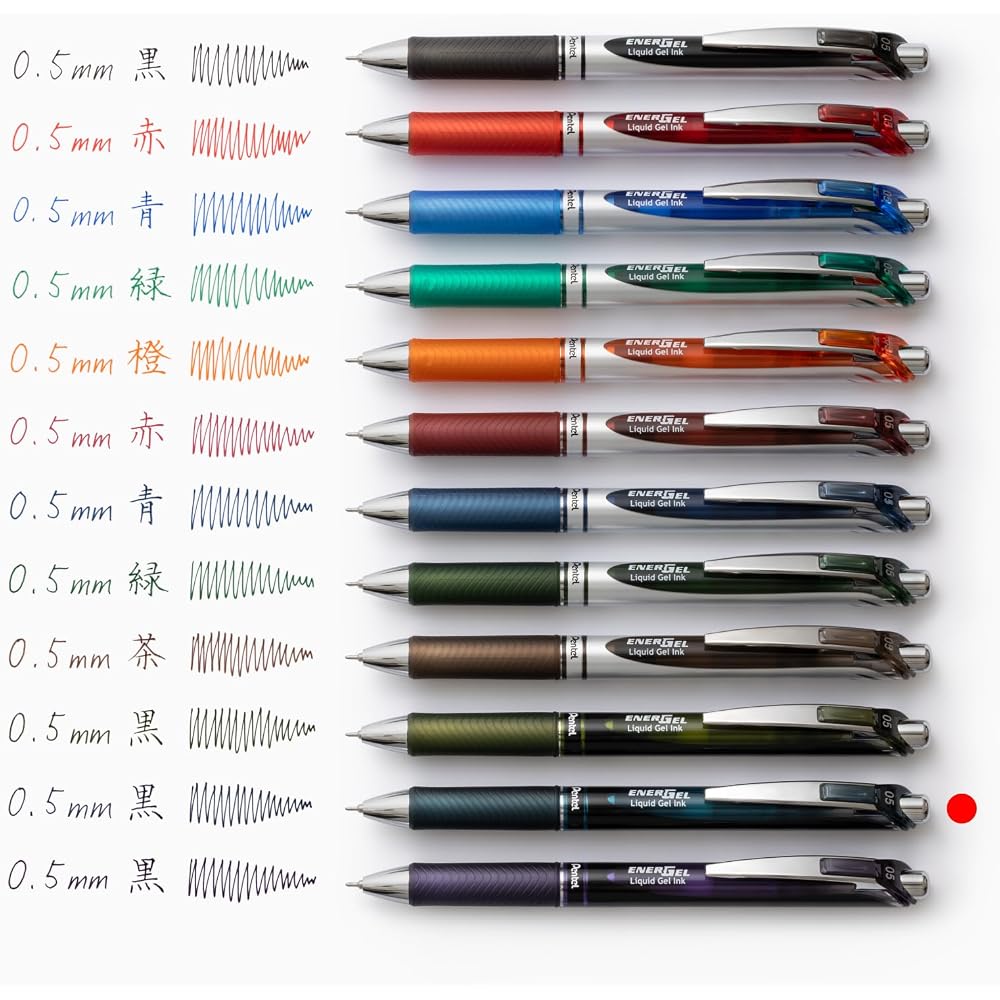 Pentel Шариковая гелевая ручка Гелевая нажимного действия 0,5 мм 0 BLN75A2-SA Индиго Черный 10 шт.