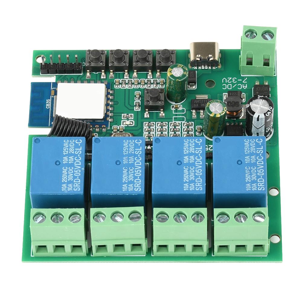 DC/AC 5V/7-32V 4-Channel WIFI Remote Control Relay Switch Module 433MHz RF Swtich for Tuya Module