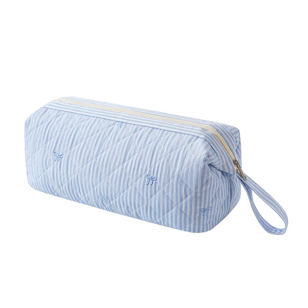 Quilted Cosmetic Bag Bow Print Storage Pouch Gifts Hair Styling Tool Bag