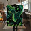 Green Dragons  Print Flannel Blanket, High quality Comfortable for All Seasons, Home Decor, Warmth and Comfort