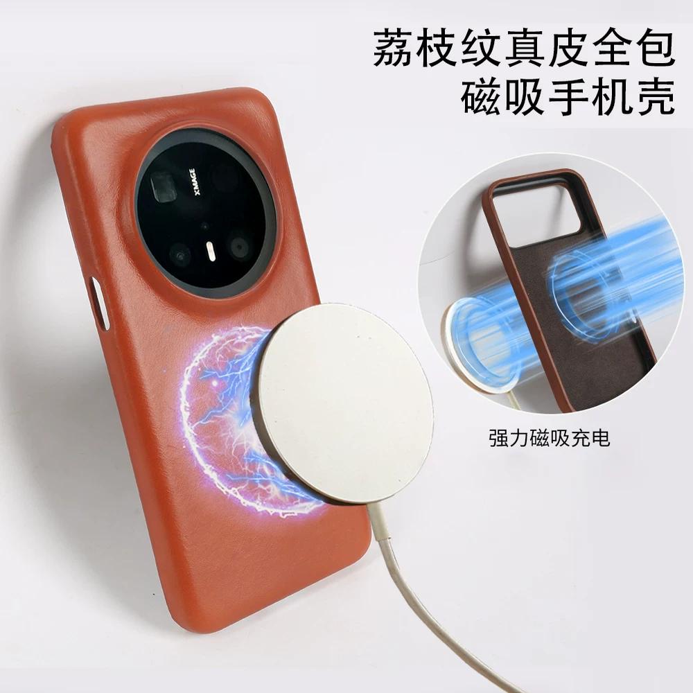 Genuine Leather Waxed Oil Texture Phone Case for Honor Magic 8 Pro Magic 7 New Business Simple Cowhide Full Coverage Magnetic Shockproof